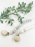 White Marble Teether/Paci Clip