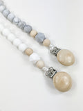 Gray Marble Teether/Paci Clip