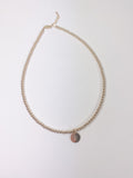 Gold Beaded Initial Charm Necklace