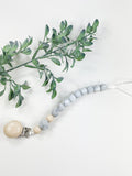 Gray Marble Teether/Paci Clip