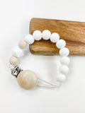 White Marble Teether/Paci Clip