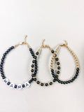 Name Bracelet with Matte Black Beads