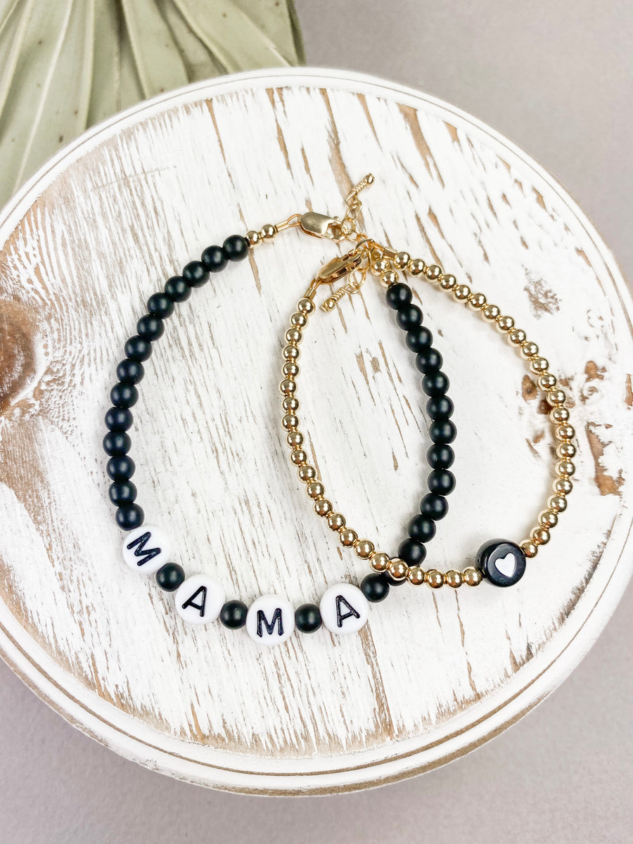 Name Bracelet with white beads – KateMarie Designs