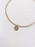 Gold Beaded Initial Charm Necklace