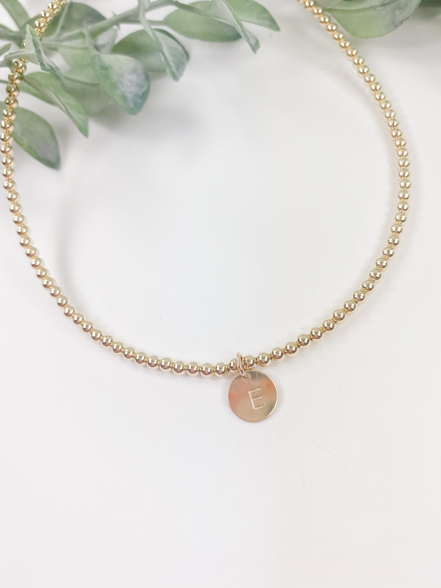 Gold Beaded Initial Charm Necklace – KateMarie Designs