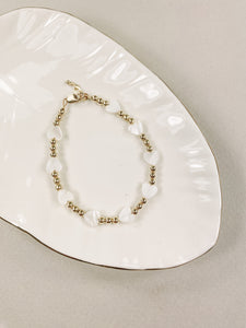 WHITE Heart Bracelet