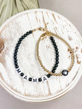 Name Bracelet with Matte Black Beads